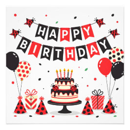 Süßes Happy Birthday Marienkäfer Thema Fotodruck