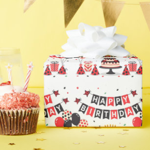 Süßes Happy Birthday Marienkäfer Thema Geschenkpapier
