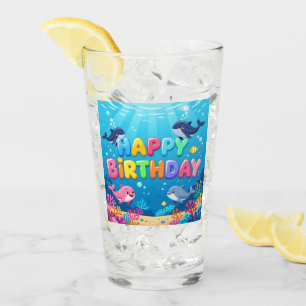 Süßes Happy Birthday nautischer Delfin Glas