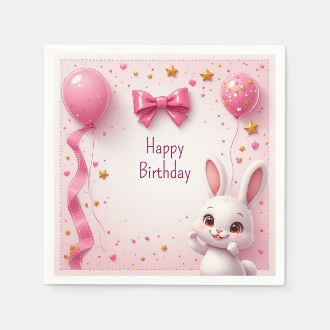 Süßes Häschen-Baby-Geburtstag 🐰 Serviette (Vorderseite)