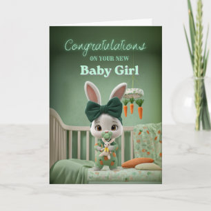 Süßes Häschen-Baby in Grün Herzlichen Glückwunsch Karte