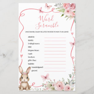Süßes Häschen-Baby-Shower-Mädchen-Wortverwirrspiel