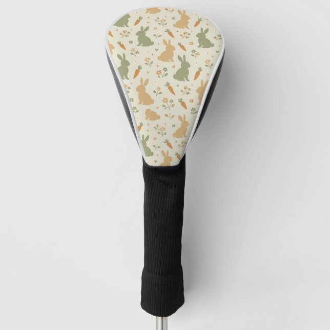 Süßes Häschen & Karotten-Cottage-Muster (4) Golf Headcover (Vorderseite)