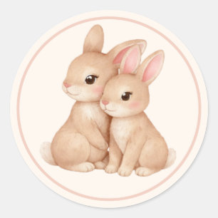 Süßes Hasen-Duo Mutter & Baby Hase Ostern Runder Aufkleber