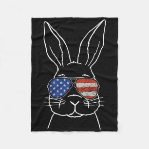 Süßes Hasengesicht Amerikanische Flagge Gles Oster Fleecedecke