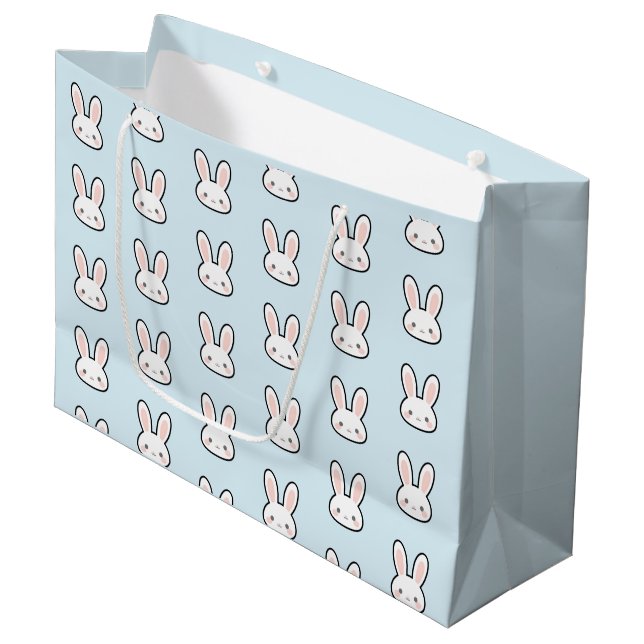 Süßes Hasengesicht-Hasen-Muster Große Geschenktüte (Vorderseite Schrägansicht)