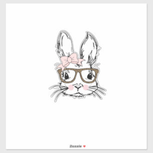 Süßes Hasengesicht-Shirt Leopardendruck-Brille OST Aufkleber