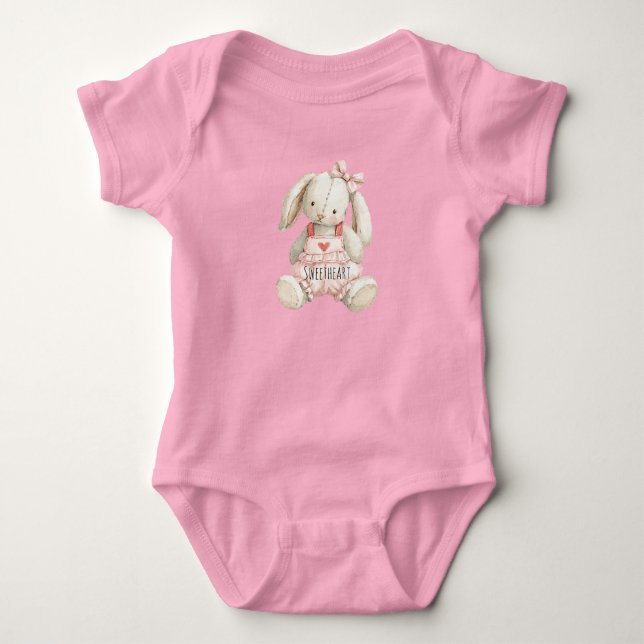 Süßes Hasenherz-Schleife Baby Strampler (Vorderseite)