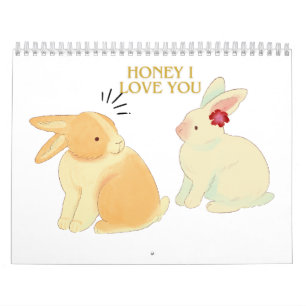 Süßes Hasenpärchen Liebeszitat - "Schatz, ich lieb Kalender