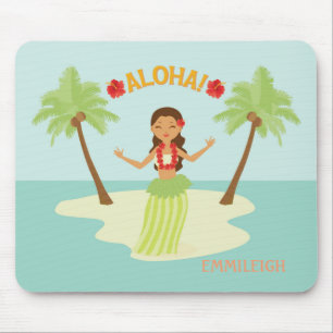 Süßes hawaiianisches Hula-Mädchen Luau Aloha Mousepad
