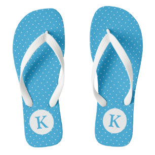 Süßes Hellblaues Tupfenmuster Monogramm Flip Flops