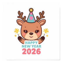 süßes, helles Rentier Neujahrsposter 2026