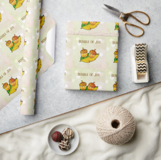 Süßes Herbst-Eichel-Bündel-der-Freude-Zwillinge-Ba Geschenkpapier