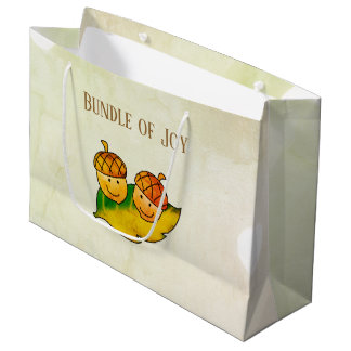 Süßes Herbst-Eichel-Bundle-of-Joy-Zwillinge-Baby-P Große Geschenktüte