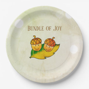 Süßes Herbst-Eichel-Bundle-of-Joy-Zwillinge-Baby-P Pappteller