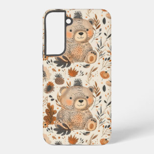 Süßes Herbstbär- und Waldlaubmuster Samsung Galaxy Hülle