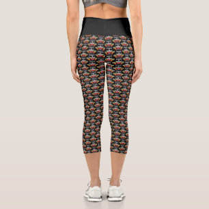 Süßes Herbstspinnenmuster mit Tautropfenhut Capri Leggings