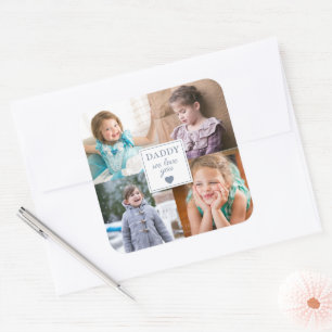 Süßes Herz 4 Kinder Foto Collage Quadratischer Aufkleber