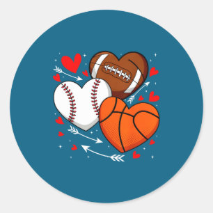 Süßes Herz Baseball Basketball Football Runder Aufkleber