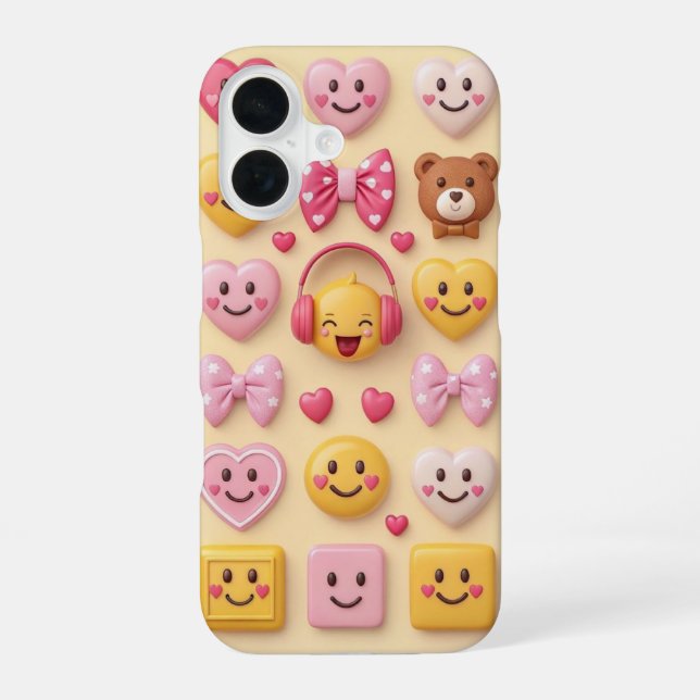 Süßes Herz-Emoji-Handyhülle iPhone 16 Hülle (Rückseite)