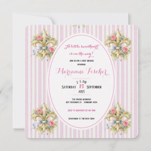 Süßes Herz Fleur de Lys Baby Shower Einladung