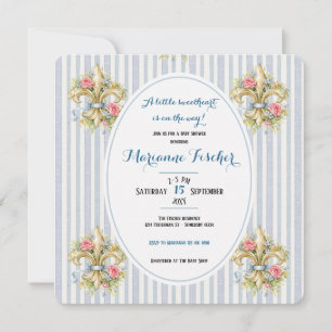 Süßes Herz Fleur de Lys Baby Shower Einladung