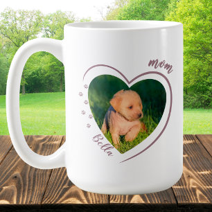 Süßes Herz Foto Pfotenabdrücke Hund Katze Mama Kaffeetasse