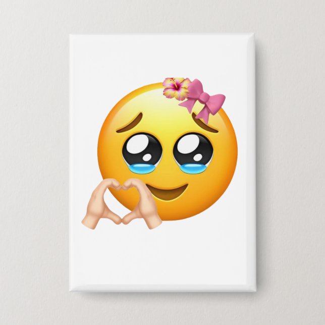 Süßes Herz Hände Emoji Pin - Coquette Ästhetik  Button (Vorderseite)