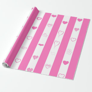 Süßes Herz Modern Rosa Streifen Geschenkpapier