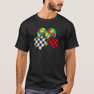 Süßes Herz-Puzzleteil-Buffalo-Karo Autismussensibi T-Shirt