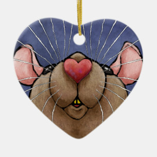 Süßes Herz-Ratten-Ornament Keramikornament