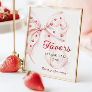 Süßes Herz Rosa Schleifen Geschenke Baby Shower Ti Poster