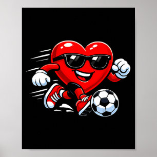 Süßes Herz spielt Fußball Valentinstag Fußball Bo Poster