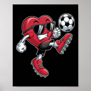 Süßes Herz spielt Fußball Valentinstag Fußball Bo Poster