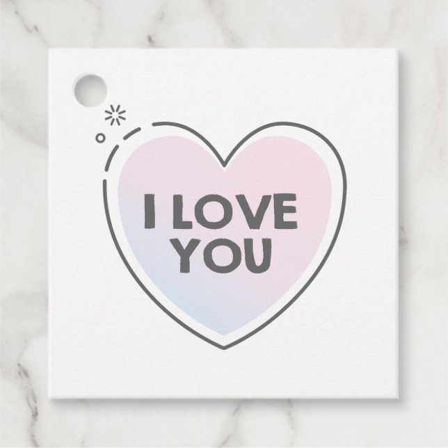 Süßes Herz und "ich liebe dich" Text Geschenkanhänger (Vorderseite)