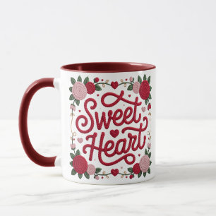 Süßes Herz Valentinstag-Design • Cozy Garn-Schrift Tasse