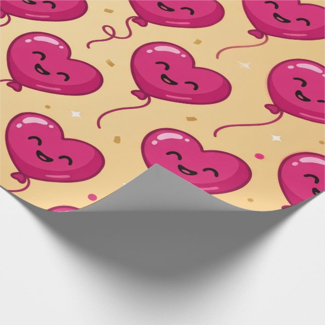 Süßes Herzballon-Muster Geschenkpapier (Ecke)