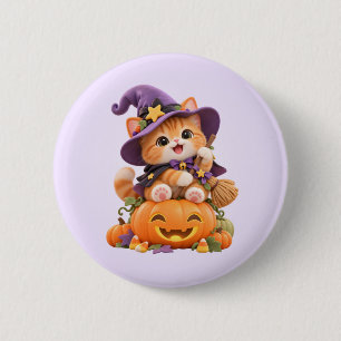Süßes Hexen-Kätzchen-Halloween-Button-Pin Button