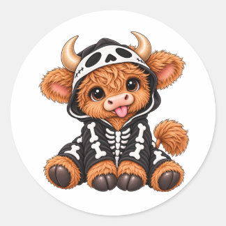 Süßes Highland-Baby im Skelettkostüm Sticker