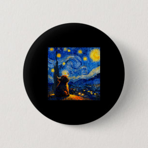 Süßes Highland-Babykuh-Grafik Van-Gogh-Stil Stern Button