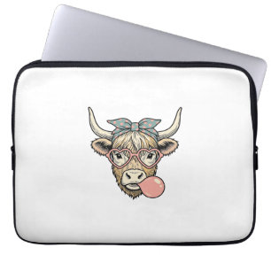 Süßes Highland-Kuh-Bubble-Gum-Vintage-Vector-Desig Laptopschutzhülle