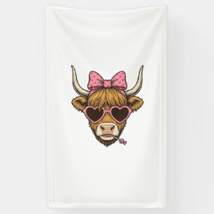 Süßes Highland-Kuh-Herz-Brille Vintage-Shirt Desi Banner