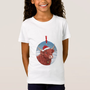 Süßes Highland-Kuh-Kinder-Weihnachts-Shirt Santa T-Shirt