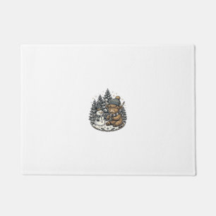 Süßes Highland-Kuh-Schneemann-Winter-Shirt-Design_ Fußmatte