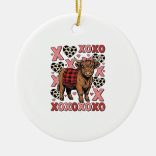 Süßes Highland-Kuh XOXO Valentinstag Vintage-Shirt Keramik Ornament