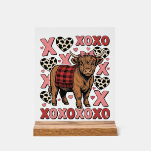 Süßes Highland-Rind XOXO Valentinstag Vintage-Shir Acrylschild