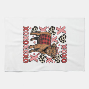 Süßes Highland-Rind XOXO Valentinstag Vintage-Shir Geschirrtuch