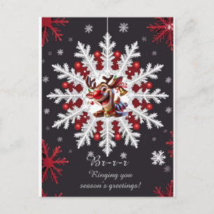 ✨ Süßes Hirsch-Schneeflocken-Ornament Festliches R Postkarte