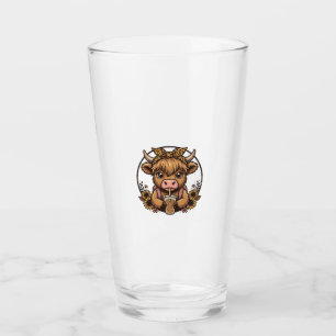 Süßes Hochland-Kuh-Kaffee-Sonnenblumen-Vintage-Shi Glas