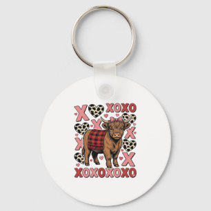 Süßes Hochlandkuh XOXO Valentinstag Vintage-Shirt  Schlüsselanhänger